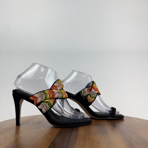 Jessica Simpson Shoes - New Womens Jessica Simpson Rixei Black Rainbow Beaded Heel Sandals Size 6 M NWOB